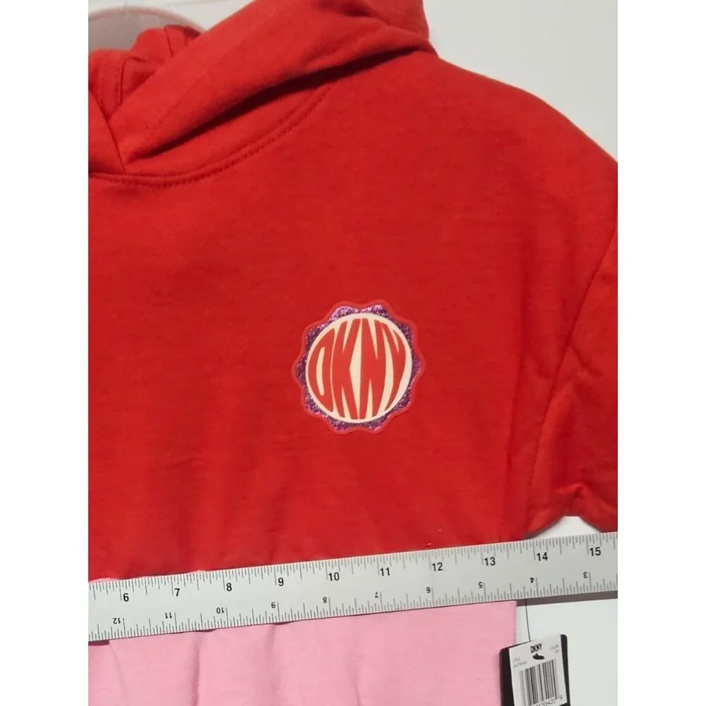 DKNY Girls Size 4, 2 Piece Outfit, Riot Red/Pink Real Love Jogger Set Track Suit